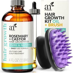 Organic Rosemary & Castor Hair Growth Oil + Scalp Massager Set